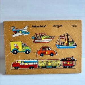 2 Vintage Fisher Price Pick-up and Peek Wooden Puzzles (1972-1976)